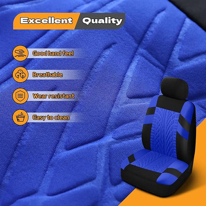 2PCS Car Front Seat Cover with 2 Headrest Covers, Breathable Waterproof Seat Covers for Front Seats, Universal Seats Cover Protector Car Accessories for Most Vehicles (Blue)