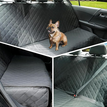 Meolsaek Dog Car Seat Cover for Back Seat, Scratch Proof Nonslip Pet Car Seat Cover, 4 Layers Waterproof Heavy Duty Back Seat Pet Cover for Dogs with Storage Bag (Black)