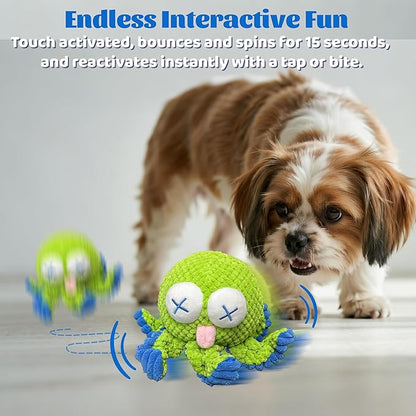 GUKCO Interactive Octopus Dog Toys – Rechargeable Dog Squeaky Toy with Bouncing Ball, Music, Recording & Silent Modes – Moving Toys to Keep Dogs Busy for Small, Medium & Large Breeds