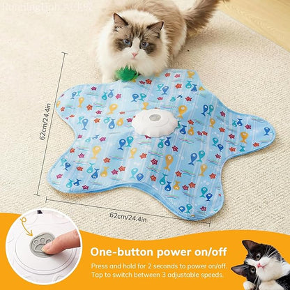 Cat Toy, Interactive Cat Toy, Cat Toys Interactive, Rechargeable Hide And Seek Automatic Kitten Toy With 2 Replaceable Wands, 3 Modes, 10-Min Auto-Sleep & Realistic Mouse Sounds For Indoor Cats