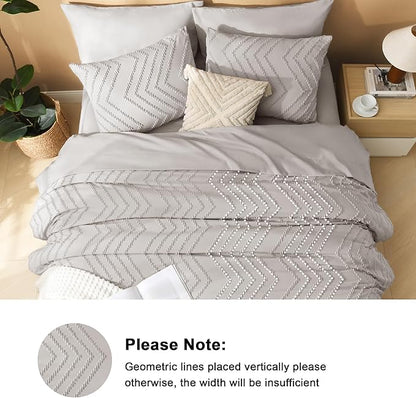 Litanika Linen Queen Size Comforter Set with Sheets - 7 Pieces Bed in a Bag Queen Boho Tufted Complete Bedding Sets with Comforter, Sheets, Pillowcases & Shams