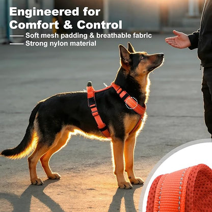 No Pull Dog Harness with Handle, Soft Mesh Padded Adjustable for Small Medium Large Dogs | Reflective Easy Walk Harness with Front Clip for Training, Running & Outdoor (Orange, XS)