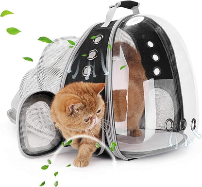 Lollimeow Cat Carrier Backpack, Expandable Bubble Pet Carrier for Cats and Small Dogs, Airline Approved Travel Backpack for Hiking, Walking & Outdoor Adventures - Supports up to 14 lbs