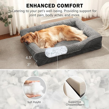 INVENHO Orthopedic Extra Large Dog Bed, XXL Waterproof Egg-Crate Memory Foam Dog Couch Bed with Washable Removable Cover, Waterproof Lining and Nonskid Bottom