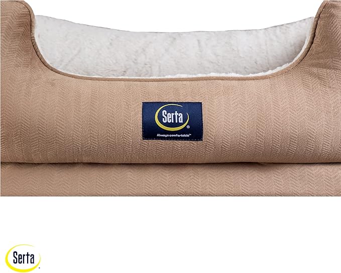 Serta Orthopedic Cuddler Dog Bed for Pets – Desert Sand (X-Large)