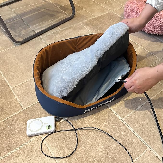USB Pet Heating Pad – Turns Any Pet Bed Heated (Use Inside Bed), 5V/2A Required, 5-Temp & Timer, 140°F Auto Shut-Off, Waterproof Warmer for Cats/Dogs, Power Bank/Wall/Car Powered (8"x11.5")