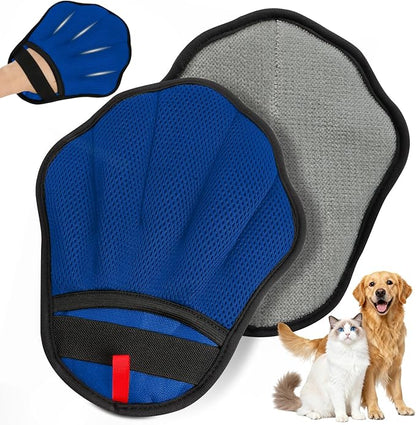 Pet Hair Removal Glove, Electrostatic Pet Hair Remover Glove for Cats & Dogs, Hair Remover Tools for Couch, Carpet, Clothing, Car Seat - Upgraded Five-Finger, Reusable, DarkBlue+Darkgrey