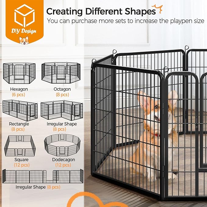 Yaheetech Dog Playpen Indoor, Extra Wide Outdoor Dog Fence Foldable Pet Puppy Exercise Pen for Yard/Garden/RV Camping, 24 Panels 32 Inch Height x 32 Inch Width