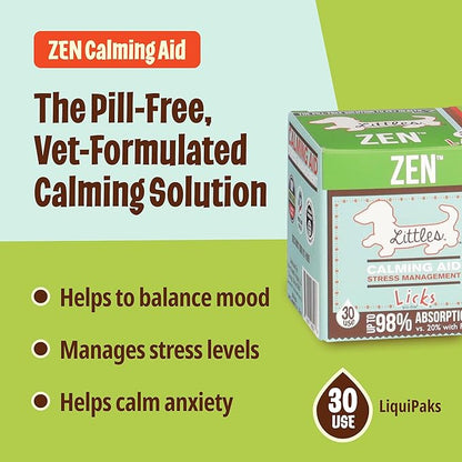 Licks Pill Free Zen Small Breed Dog Calming Aid - Zen Calming Aid Supplements for Aggressive Behavior & Nervousness - Dog & Puppy Treats for Stress Relief & Health - Gel Packets - 30 Use