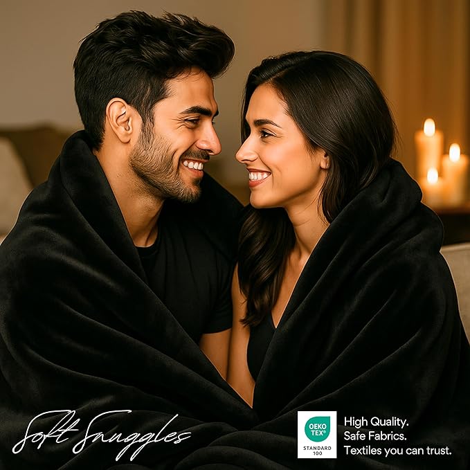 Waterproof Blanket King Size, Black & Gray 82x82"- Water Proof and Stain Resistant Blankets for Bed, Couch, Couples Fleece Moisture Absorbent, Layered Sheet Protector, Leakproof Protective Top Cover