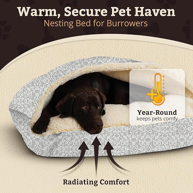 Snoozer Pet Products Luxury Rectangle Cozy Cave, Wag Collection, Large, Ramey Gray
