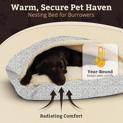 Snoozer Pet Products Luxury Rectangle Cozy Cave, Wag Collection, Small, Ramey Gray