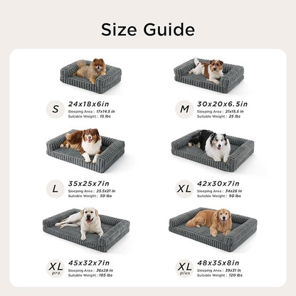 Bedsure ComfyFleece™ Orthopedic Dog Beds for Extra Large Dogs, Waterproof Memory Foam XL Pet Bed with Sides, Non-Slip and Egg-Crate Foam Big Dog Couch Sofa with Washable Corduroy Cover, Blue