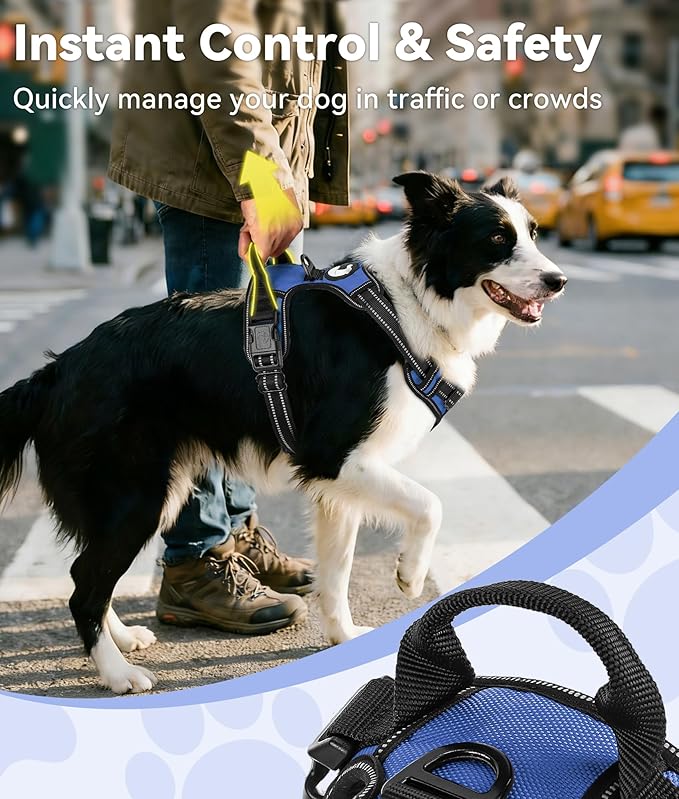 Joytale No Pull Dog Harness for Extra Large Dogs, Reflective Pet Vest with Front Clip, Adjustable Soft Padded Harnesses with Easy Control Handle for Training and Walking, Navy Blue, XL