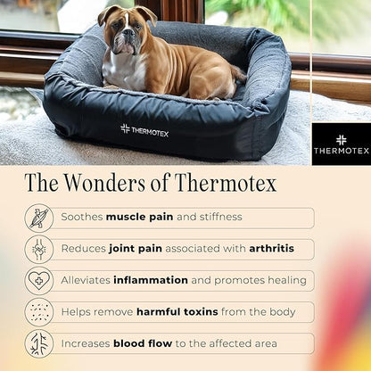Thermotex Far Infrared Heated Pet Bed - Heated Cat & Dog Bed for Pain Relief & Arthritis - Therapeutic Heat Pad for Elderly Pet Support & Relaxation - Machine Washable