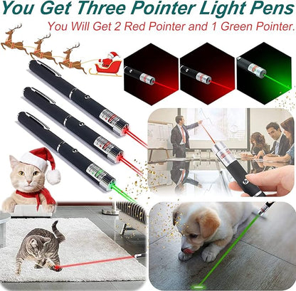 MEUSNO 3 Pack Cat Laser Pointer Toy, Red Green Cat Laser Pointer for Cats Dogs Indoor Chaser Cats Dog Pet Laser Toy Laser Light Pointer, Small Laser Pet Toy Geese Deterrent