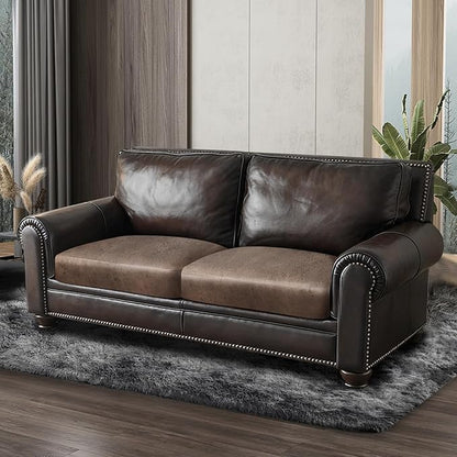 ANARACHON Leather Look Couch Cushion Covers Sofa Seat Slipcovers Sets Couches Furniture Protector for Sectional Armchair Loveseat Pets Kids Stretch Spandex Fabric (2 Cushion Loveseat, Light Brown)