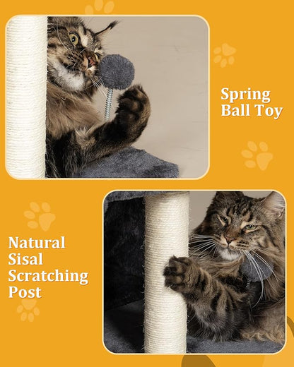 Aechonow XL Cat Tree Tower for Large Adult Cats 20 lbs+, 25in Perch Bed, Condo Cave for Indoor Medium Kittens Rabbit Ferret Pet, Sisal Scratchers, Extra Large