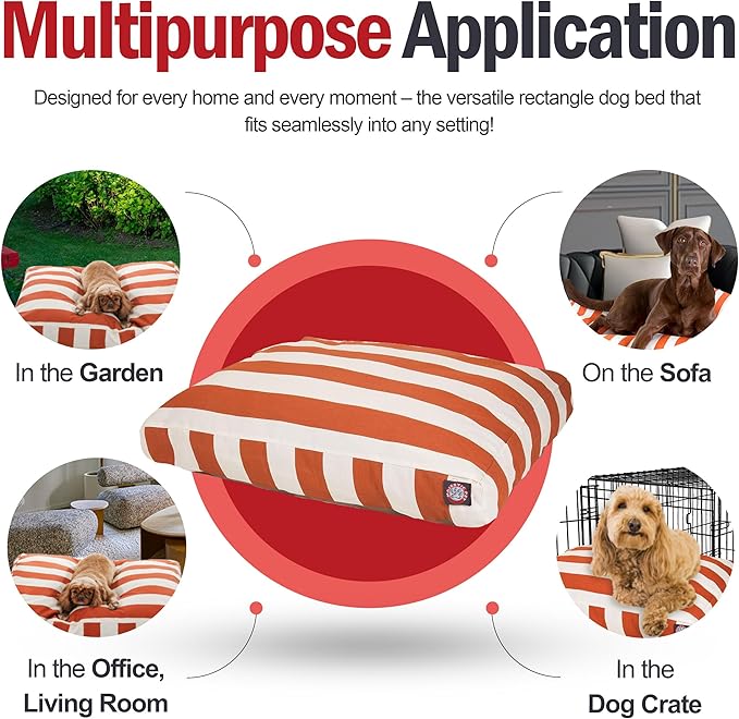 Majestic Pet Rectangle Large Dog Bed Washable – Non Slip Comfy Pet Bed – Dog Crate Bed with Removable Washable Cover – Dog Kennel Bed for Sleeping - Dog Bed Large Breed 44x36x5 Inch – Burnt Orange