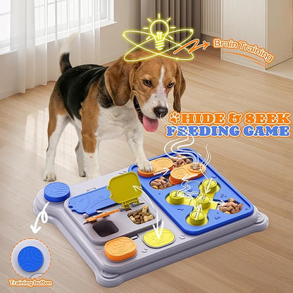 Dog Puzzle Toy Slow Feeder, Interactive Dog Toys for IQ Training & Mental Stimulation, ABS Easy Clean Detachable Tray Non-Slip Base, Enrichment Toys for Small Medium Dogs, Blue