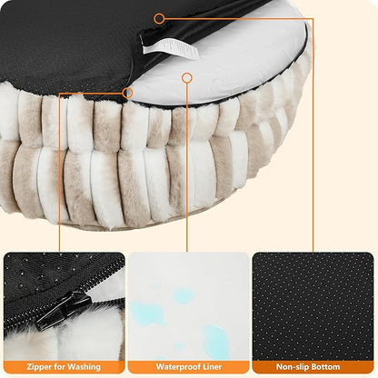 Dwanton Orthopedic Dog Bed for Medium Dogs with Gel Memory Foam, Waterproof Dog Sofa, Washable Pet Bed with Four Sided Bolster Cushion, Removable Cover & Non-Slip Bottom, 36", Tie-dye Khaki