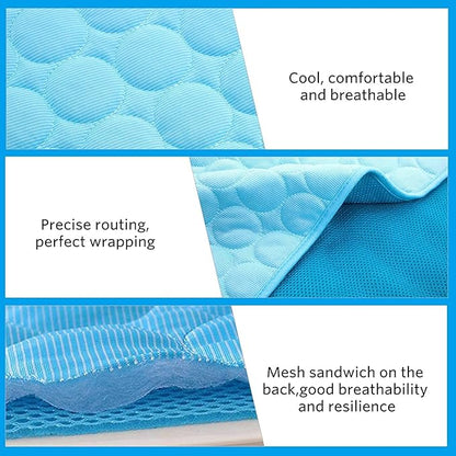 Mannice Dog Cooling Mat, Pet Cooling Mat for Dogs Cooling Blanket for Dogs Dog Cooling Pad for Kennels, Crates, Cars, Indoor & Outdoor Ice Silk Cooling Mat for Extra Large Dogs (Blue, M(15 * 17"))