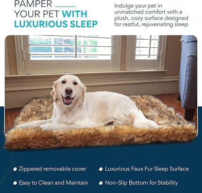 MAVERICK Premium Dog Bed, Orthopedic Dog Bed with High-Grade Memory Foam, Luxurious Faux Fur Sleep Surface, Water-Resistant Liner, Removable & Washable Cover, Non-Slip Bottom for Comfort & Support