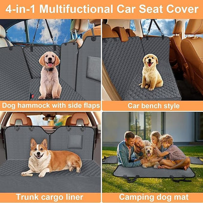 Mancro Dog Car Seat Cover, 2026 Upgraded 600D Heavy Duty Waterproof & Scratch-Resistant Dog Hammock for Car, Back Seat Pet Cover for Dogs with Sedan and SUVs, X-Large, Grey