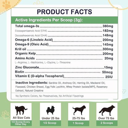ZEBORA Omega 3 Fish Oil for Dogs, Wild Caught Dog Fish Oil, EPA & DHA, Krill Oil, Kelp, Skin and Coat Supplement, Anti Itch & Shedding, Support Dry Skin, Joint Health, Dog Allergy Relief