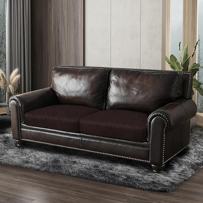 ANARACHON Leather Look Couch Cushion Covers Sofa Seat Slipcovers Sets Couches Furniture Protector for Sectional Armchair Loveseat Pets Kids Stretch Spandex Fabric (2 Cushion Loveseat, Chocolate)