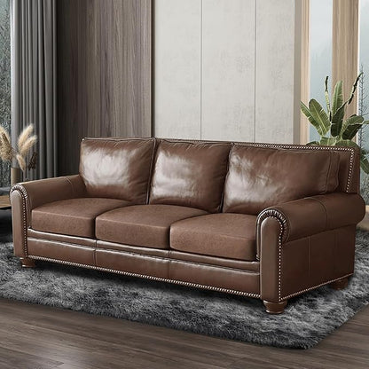 ANARACHON Leather Look Couch Cushion Covers Sofa Seat Slipcovers Sets Couches Furniture Protector for Sectional Armchair Loveseat Pets Kids Stretch Spandex Fabric (3 Cushion Sofa, Brown)
