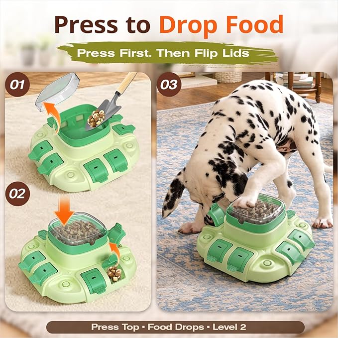 KADTC Dog Puzzle Toy, 2 Levels of Challenge, Push-to-Release Treat Dispenser, Slow Feeder & Mental Stimulation Enrichment Toy for Small Medium Large Dogs
