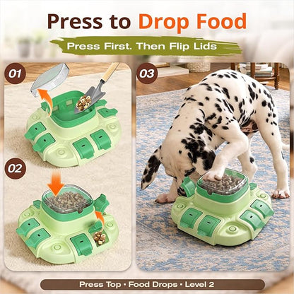 KADTC Dog Puzzle Toy, 2 Levels of Challenge, Push-to-Release Treat Dispenser, Slow Feeder & Mental Stimulation Enrichment Toy for Small Medium Large Dogs