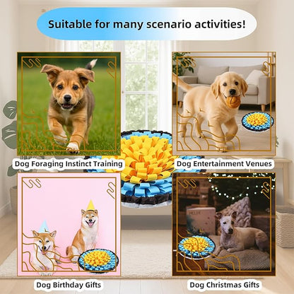 Snuffle Mat for Dogs, Large Dog Snuffle Mat 19'' x 19'' Enrichment Interactive Dog Puzzle Toys for Dogs Cats Encourage Natural Foraging Skills and Olfactory Training Stress Relievers Blue-Yellow