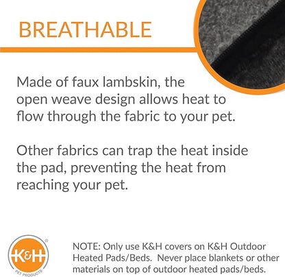K&H Pet Products Lectro-Kennel Outdoor Heated Pad Deluxe Cover, Fits K&H Lectro-Kennel Medium Pads (Heated Pads Sold Separately), Machine Washable Zippered Soft Fleece Cover - 22.5 X 16.5in Gray