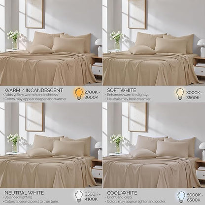 Southshore Fine Living, Inc. 6-Piece, 21 Inch Extra Deep Pocket King Sheets Set, Microfiber Beige Sheets King Size, Pet Hair Resistant Bedding, Breathable, Machine Washable, 4 Pillow Cases - Soft Sand
