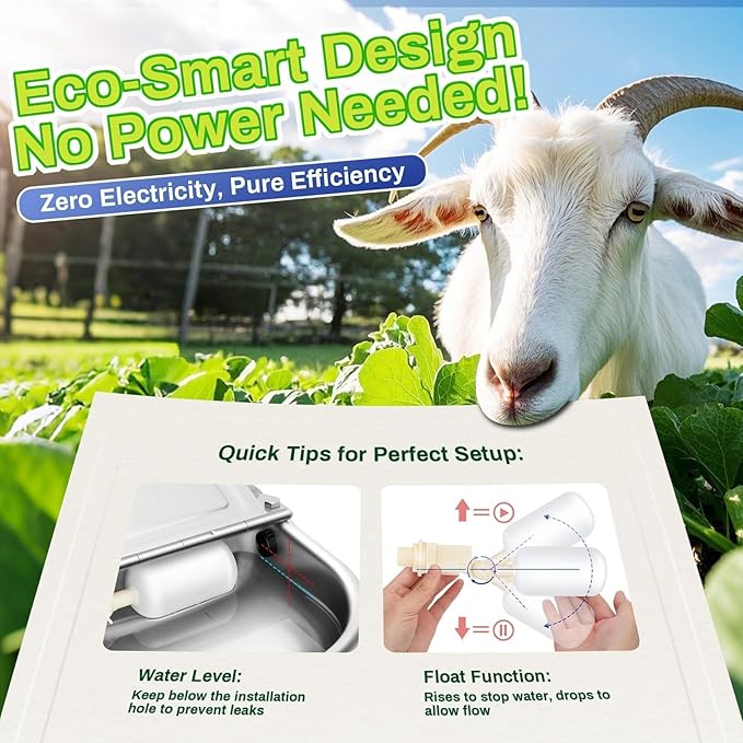 Automatic Animal Drinking Water Bowl with Float Valve, Extended Pipe, Stainless Steel Waterer Feeder Farm Dog Dispenser Kit Self Filling for Livestock