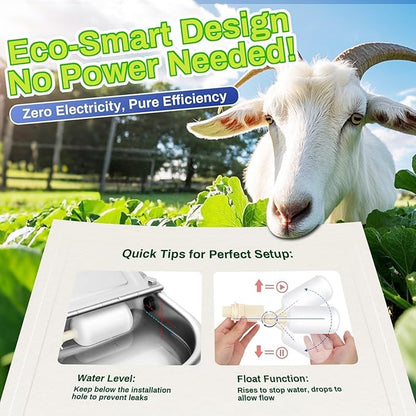 Automatic Animal Drinking Water Bowl with Float Valve, Extended Pipe, Stainless Steel Waterer Feeder Farm Dog Dispenser Kit Self Filling for Livestock