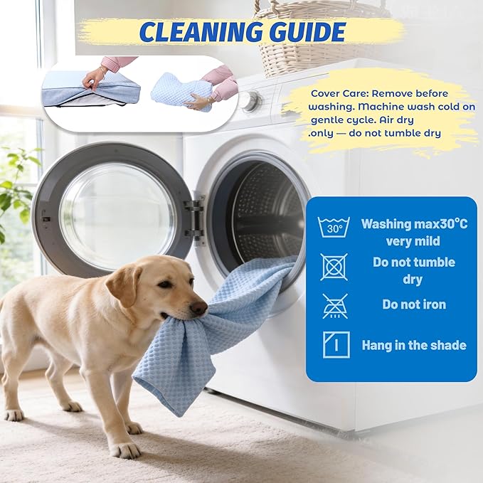 Cooling Dog Bed for Large Dogs, Washable Memory Foam Dog Beds for Crate with Joint Relief, Waterproof Liner and Removable Cover (41’’x 29’’)