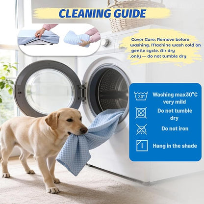 Cooling Dog Bed for Large Dogs, Washable Memory Foam Dog Beds for Crate with Joint Relief, Waterproof Liner and Removable Cover (47’’x 29’’)
