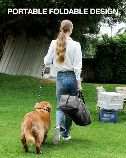 Veraste 24" L x 17" W x 17" H Collapsible Travel Dog Crate, Portable Soft Dog Kennel for Small Medium Pets up to 30 lbs, 4-Door Foldable Travel Crate with Durable Mesh & Storage Bag, Grey