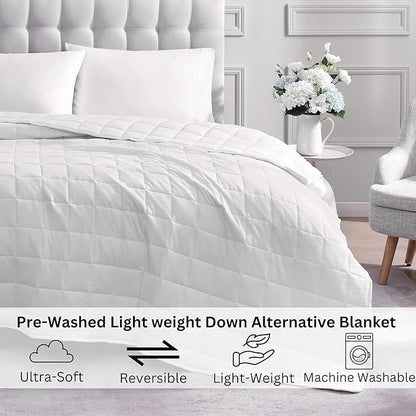 Casa Platino White Ultra Soft Pre-Washed Lightweight Down Alternative All Season Twin Size Bed Blanket
