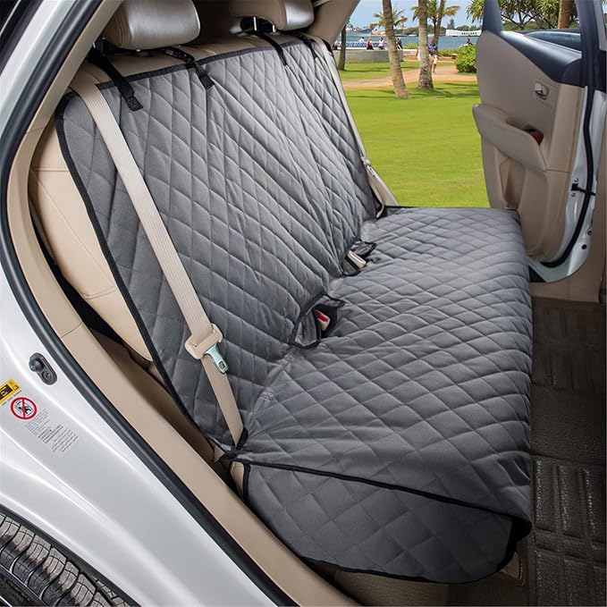 VIEWPETS Bench Car Seat Cover Protector - Waterproof, Heavy-Duty and Nonslip Pet Car Seat Cover for Dogs with Universal Size Fits for Vehicles, Trucks & SUVs(Grey)