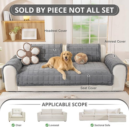 OstepDecor Washable Couch Cover for Dogs, Thick Pet Friendly Sofa Covers, Soft Couch Protector, Paw Cart Sofa Slipcovers, Cushion Protector for Leather, Sectional, Loveseat (35.4" x 63", Dark Grey)