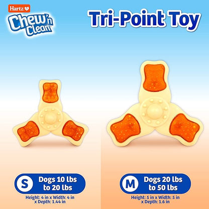 Hartz Chew ‘n Clean Chew Toy and Treat in One Chicken Flavored Tri-Point Dog Toy, Small (Pack of 2)