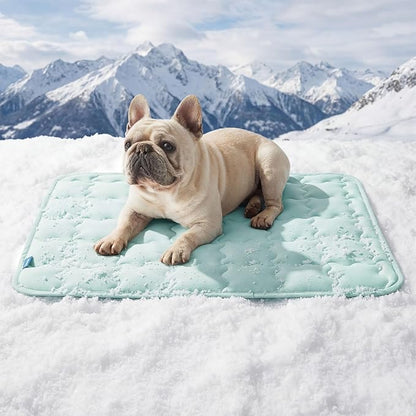 Bedsure Cooling Mat for Medium Dogs, Q-Max>0.5 Thin Breathable Cold Crate Pad for Pet, Portable Washable Kennel bed for Summer Active Dog With Chill Cool Soothing Fabric to Rapid Cooling, 29x21, Green