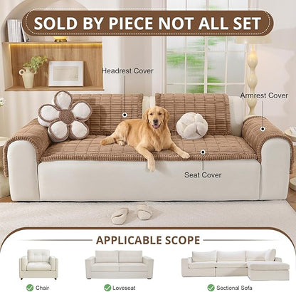 OstepDecor Washable Couch Cover for Dogs, Thick Pet Friendly Sofa Covers, Soft Couch Protector, Paw Cart Sofa Slipcovers, Cushion Protector for Leather, Sectional, Loveseat (27.6" x 27.6", Brown)