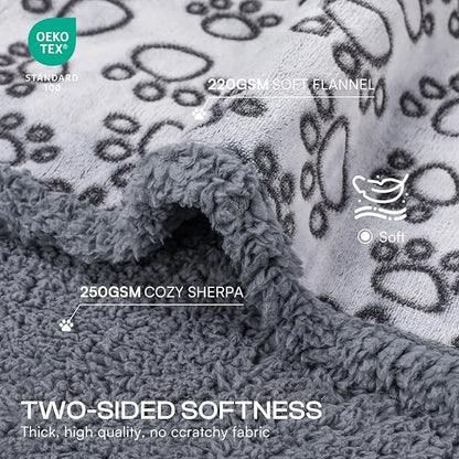Luciphia Waterproof Pet Blankets for Couch Sofa Bed Cover Liquid Pee Proof Washable Soft Fluffy Large Dog Blanket Reversible Furniture Protection Paw Grey Small（40" x 28"）