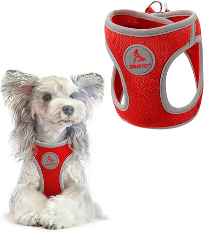 Kruz Dog Harness (Chest 13.5"-14", Weight 4–6 lbs) Athletica Adjustable Heavy Duty No Choke Puppy Vest for Small Dogs Lightweight Air Mesh, Reflective, Puppy Essentials – Red, X-Small