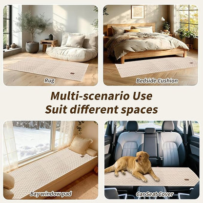 Couch Covers for Dogs Washable, Velvet Dog Couch Cover Protector, Fuzzy Plush Pet Sofa Cover for 3 Cushion Couch, Sofa Covers for Pets(1PC,Beige White,27.6"x82.7",3 Seater Sofa Pad Cover)